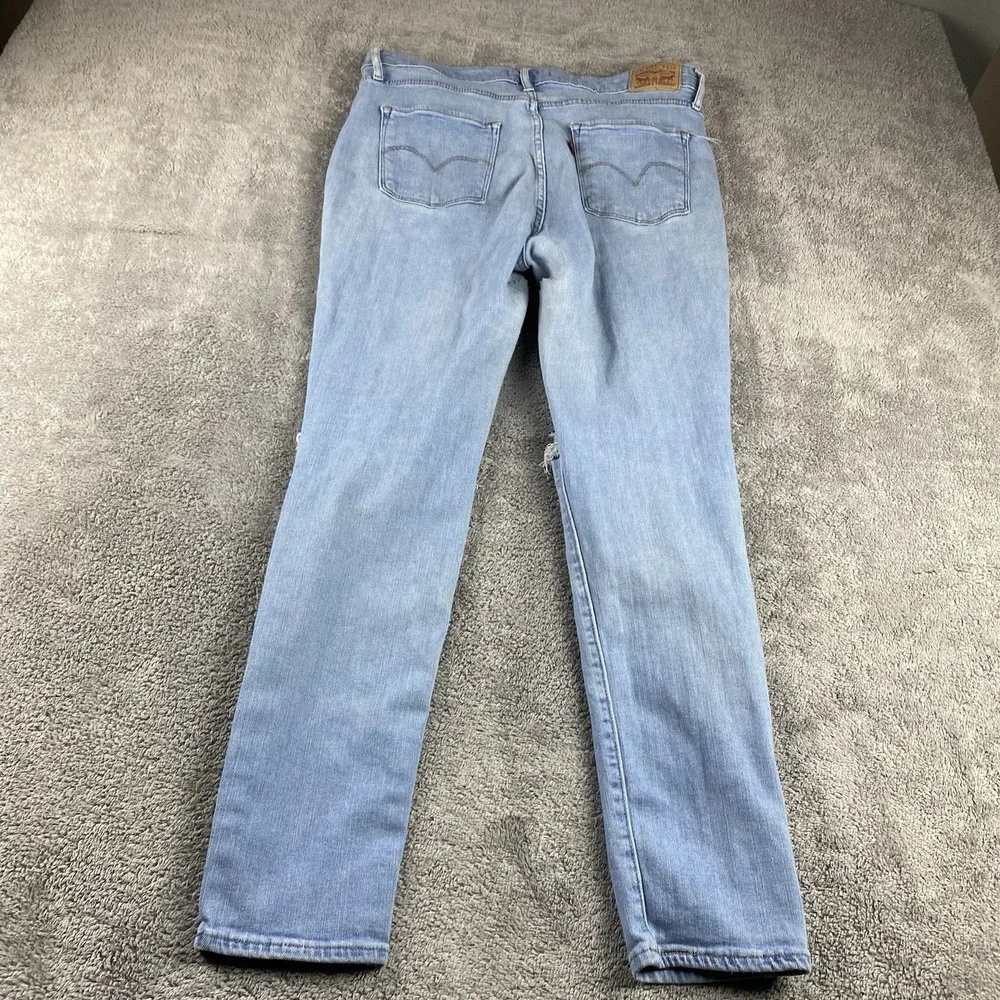 Levis 721 High Rise Skinny Jeans Womens 33 Blue Light Wash High Rise‎ Distressed